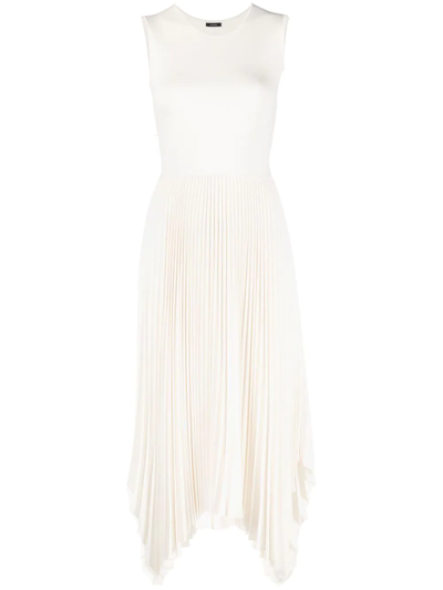 Joseph Asymmetric Pleated Midi Dress In Weiss