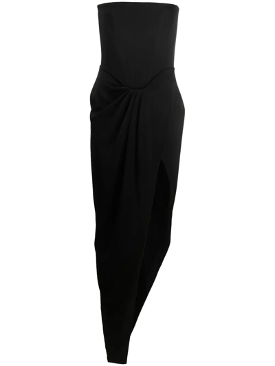 Alex Perry Ledger Strapless Draped Satin-crepe Gown In Black