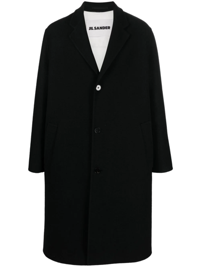 Jil Sander Single-breasted Mid-length Coat In Black