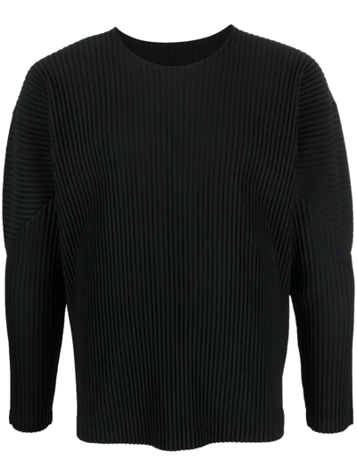Issey Miyake Pleated-effect Long-sleeve Sweatshirt In Black