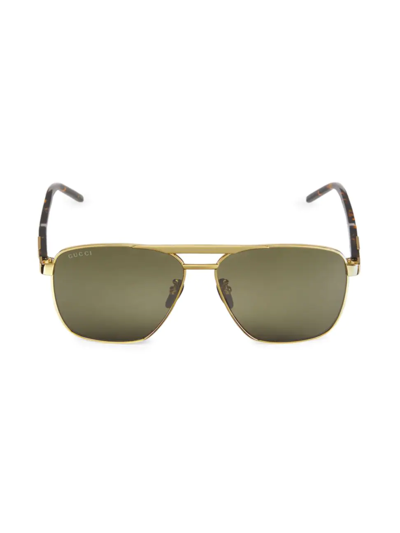 Gucci 58mm Sophisticated Combi Aviator Sunglasses In Gold