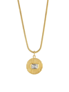 Luv Aj Le Signe Cubic Zirconia Ridged Disc Pendant Necklace In 14k Gold Plated, 16-18