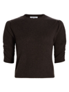 Frame Ruched Sleeve Recycled Cashmere Blend Sweater In Americano Amrc