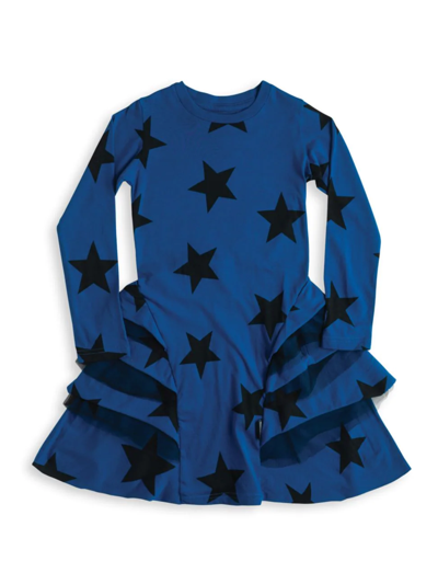 Nununu Kids' Little Girl's And Girl's Star Layered Dress In Blue