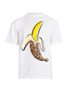 Palm Angels White T-shirt With A Banana Print In White Yellow