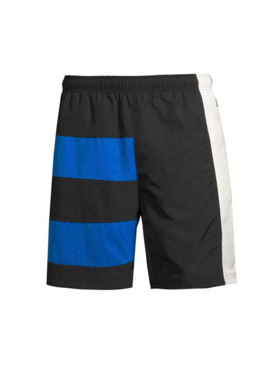 Lacoste Colourblock Water-repellent Shorts In Noir Marina