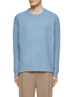 SOLID HOMME DIAGONAL RIBBED WOOL BLEND KNIT CREWNECK SWEATER