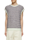 Solid Homme Striped Cotton Blend Knit Crewneck Vest In Multi-colour