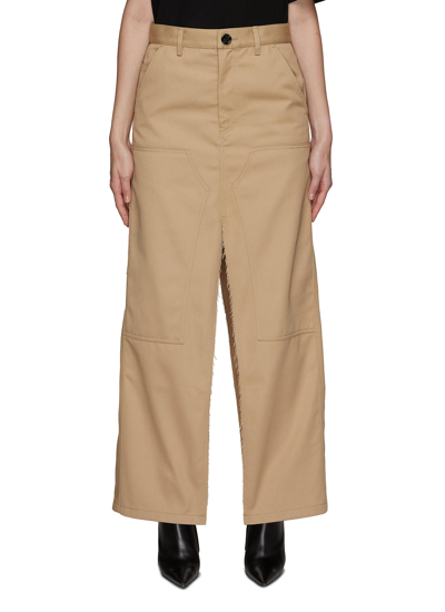 Meryll Rogge Front And Back Slit Workwear Midi Skirt In Neutral