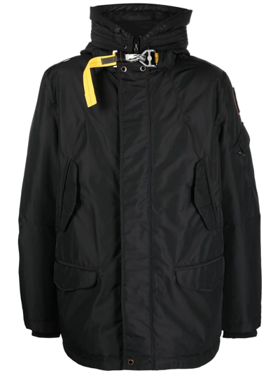 Parajumpers Logo-patch Zip-up Hooded Jacket In Black