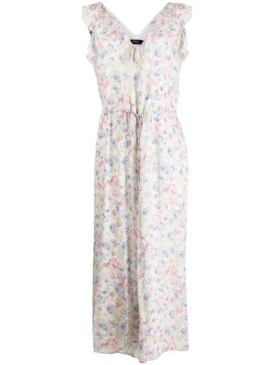 Polo Ralph Lauren Floral-print Sleeveless Jumpsuit In Blue