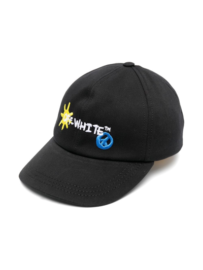 Off-white Kids' Embroidered-logo Cap In Black