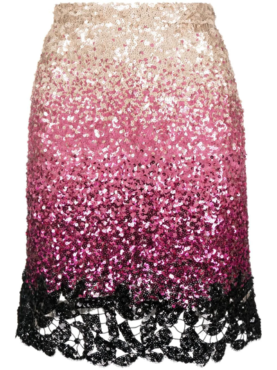 Ermanno Scervino Sequinned Gradient-effect Mini Dress In Pink