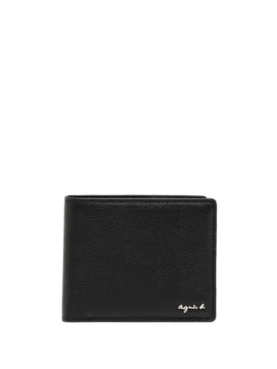 Agnès B. Logo-plaque Leather Wallet In Black