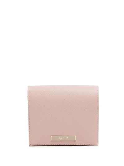 Agnès B. Logo-plaque Leather Wallet In Pink