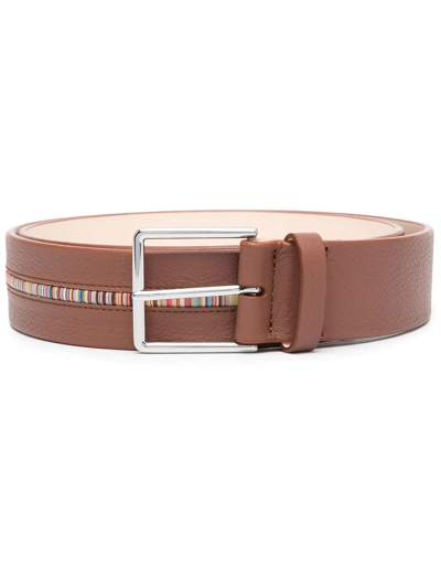 Paul Smith Artist-stripe Leather Belt In Brown