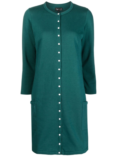 Agnès B. Three-quarter Sleeve Mini Dress In Green
