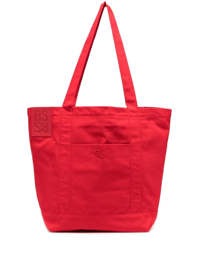 Raf Simons Logo-plaque Tote Bag In Red