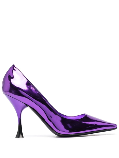 3juin Metallic-effect 95mm Heel Pumps In Purple