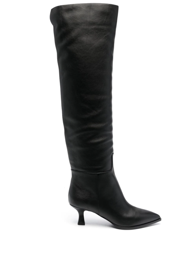3juin Bea 055 High Heels Boots In Black Leather | ModeSens