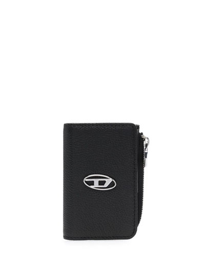 Diesel Logo-plaque Leather Wallet In Black