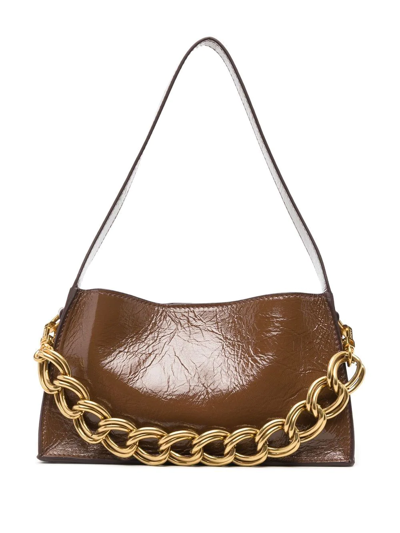 Manu Atelier Creased-detail Leather Shoulder Bag In Brown
