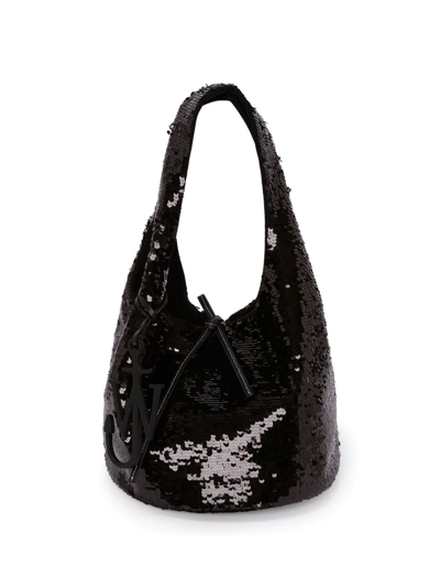 Jw Anderson Mini Sequin Shopper Tote Bag In Black