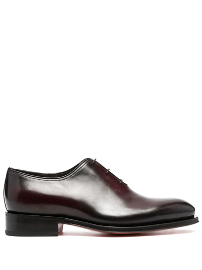 Santoni Leather Oxford Shoes In Red
