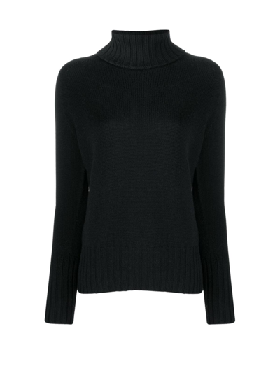 Drumohr Purl-knit Roll-neck Jumper In Black