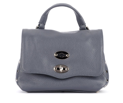Zanellato Postina Daily M Bag In Avio Blue Grained Leather