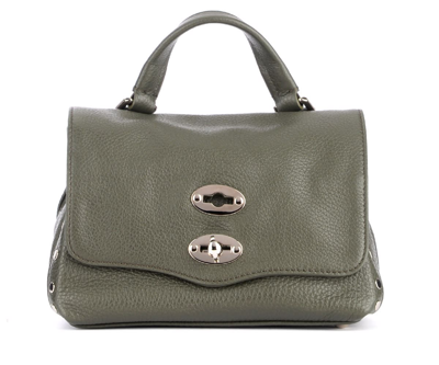 Zanellato Postina Daily S Bag In Olive Green Grained Leather In Verde