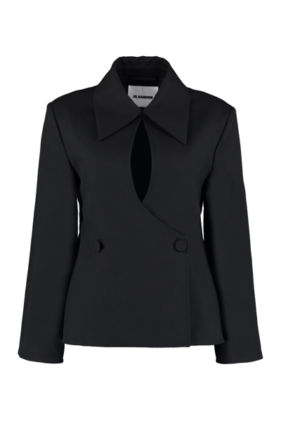 Jil Sander Button-front Cotton Jacket In Black