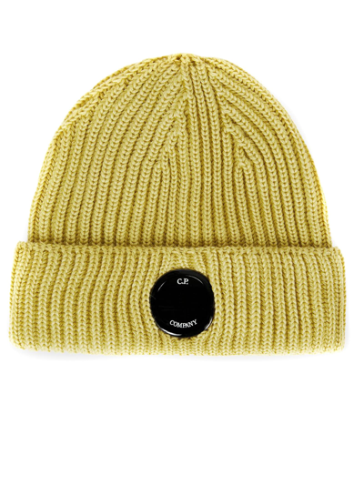 C.p. Company Single-lens Wool-knit Beanie In Golden Palm
