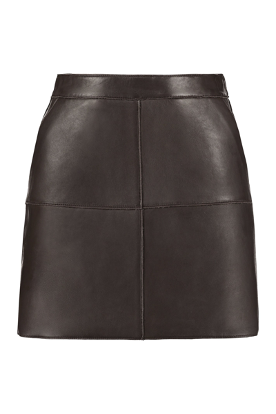 P.a.r.o.s.h Maciockx Leather Mini Skirt In Brown