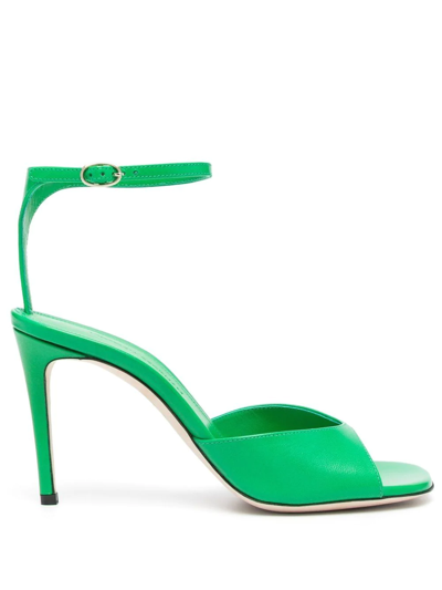Victoria Beckham Destiny Ankle-strap Leather Stiletto Sandals In Green