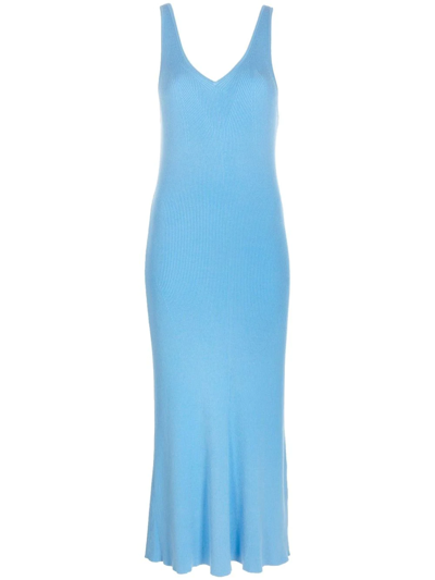 Remain Olissa Knit V Neck Dress In Azure Blue