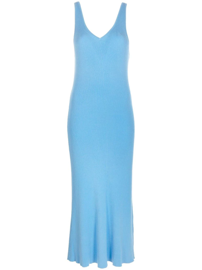 Remain Birger Christensen Olissa Knit V Neck Dress In Azure Blue