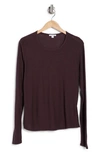 James Perse Long Sleeve Cotton Modal Blend Crew Neck T-shirt In Eggplant