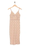 Nsr Crochet Stretch Lace Midi Dress In Taupe/ Ivory