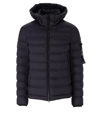 PEUTEREY PEUTEREY BOGGS KN BLUE HOODED DOWN JACKET