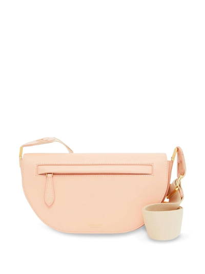 Burberry Olympia Small Scratch-resistant Leather Shoulder Bag In Peach Pink
