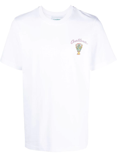 Casablanca Lamour En Fleur Printed T-shirt In White