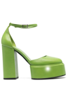 3juin Ambra Leather 120mm Heel Pumps In Verde