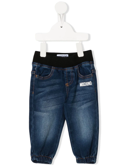 Moschino Babies' Logo-print Denim Pants In Jeans