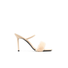 By Far Pink Ada 100 Shearling Trim Leather Sandals In Neutrals