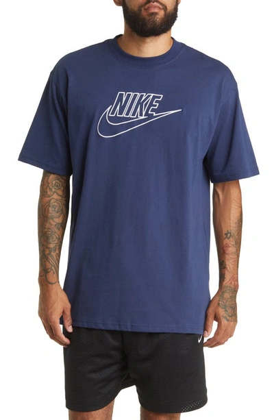 Nike Sportswear Max 90 Embroidered Logo T-shirt In Midnight Navy