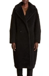 Max Mara Hooded Coat With Belt In Black Wool In Black