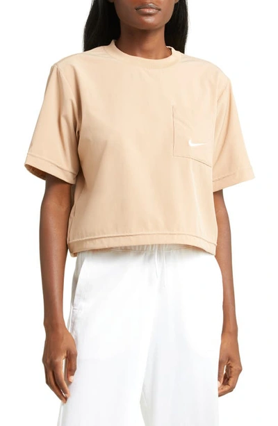 Nike Everyday Modern Woven Boxy T-shirt In Brown