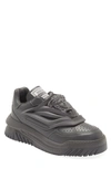 Versace Odissea Low-top Leather Sneakers In Medium Grey Melange