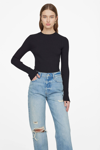 Anine Bing Long-sleeve Rib-knit Top In Black